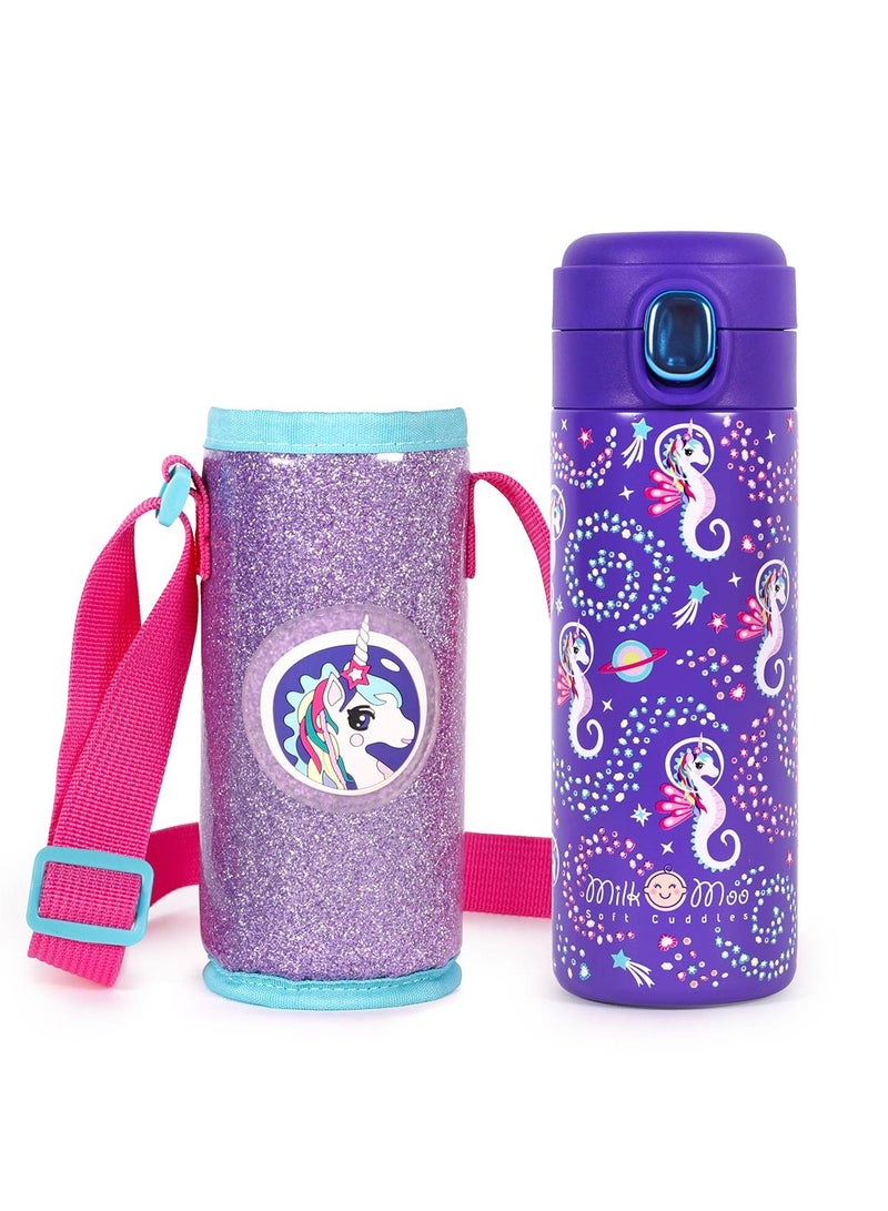 Milk & Moo Kids School Bundle - Backpack Thermal Water Bottle and Pencil Pouch, Ergonomic School Bag, 420ml Steel Water Bottle, Pencil Case with adjustable strap - Image 4