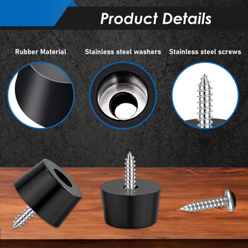 Eoppen 132Pcs Cutting Board Rubber Feet with Stainless Steel Washer and Screws Small and Large Size Non Slip Rubber Bumper Feet for Furniture, Electronics, Tables, Sofas - Image 3
