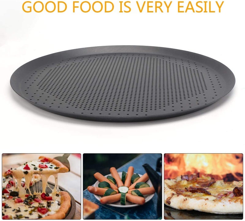 NILKANTH 12-Inch Pizza Baking Pan | Non-Stick Perforated Pizza Crisper Tray | Heavy-Duty Carbon Steel Round Pizza Pan with Holes | Scratch-Resistant, Durable & Oven Safe (Black) - Image 5