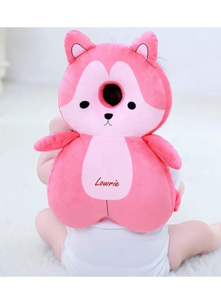 Little tots Baby Toddler Headrest Pillow, 0-3 Years Old, Anti-Fall Soft Polyester Head Protector, Breathable Walking Learning Cushion, Cute Animal Design Safety Guards Pink Color - Image 1