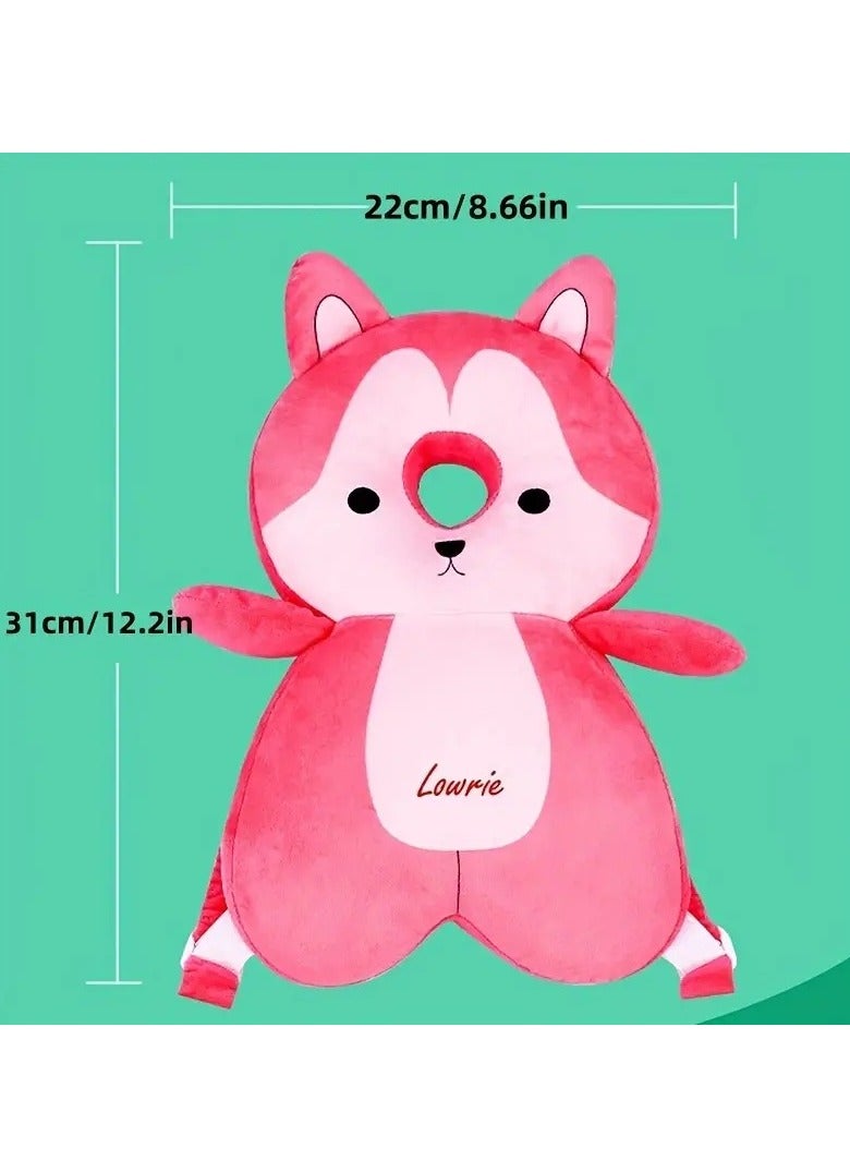 Little tots Baby Toddler Headrest Pillow, 0-3 Years Old, Anti-Fall Soft Polyester Head Protector, Breathable Walking Learning Cushion, Cute Animal Design Safety Guards Pink Color - Image 3