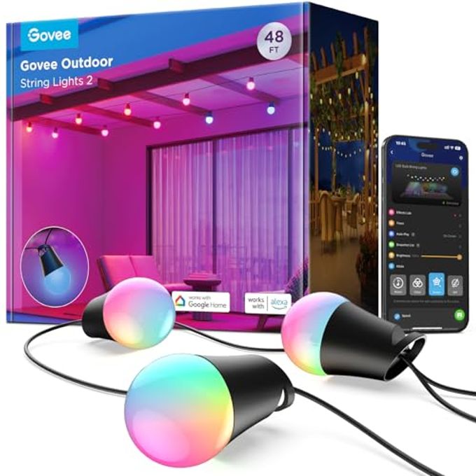 Govee Smart Outdoor String Lights 2, 48Ft Outdoor Lights With Dimmable Warm White Led Bulbs, 47 Scene Modes For Patio, Backyard, Balcony, Ip65 Waterproof, Works With Alexa, App Control - Image 4
