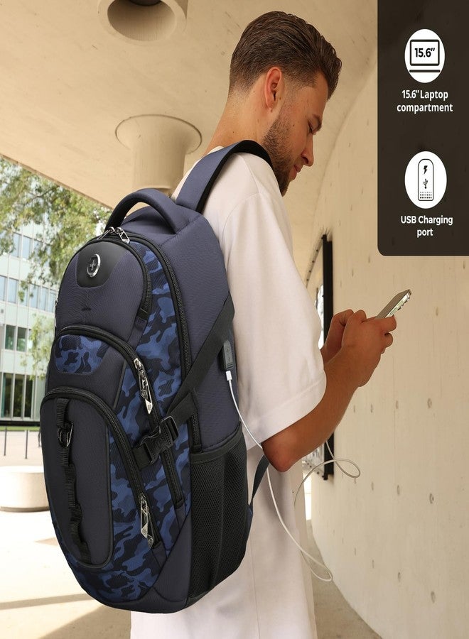 swissdigital Business Travel Laptop Backpack-for Man and Woman with Smart USB Charging Port Fits 15.6 inches laptops, Blue, Blue Camo, Standard, Travel - Image 2