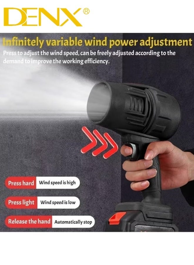 Denx Portable and Lightweight Cordless Air Blower with 21V Battery, 550W Motor - Battery Powered Turbo Cleaning and Drying Tool - Compact and Lightweight Black Air Blower for Home, Car, and Electronics Cleaning - Powerful Airflow for Quick Drying and Cleaning Tasks - Image 3
