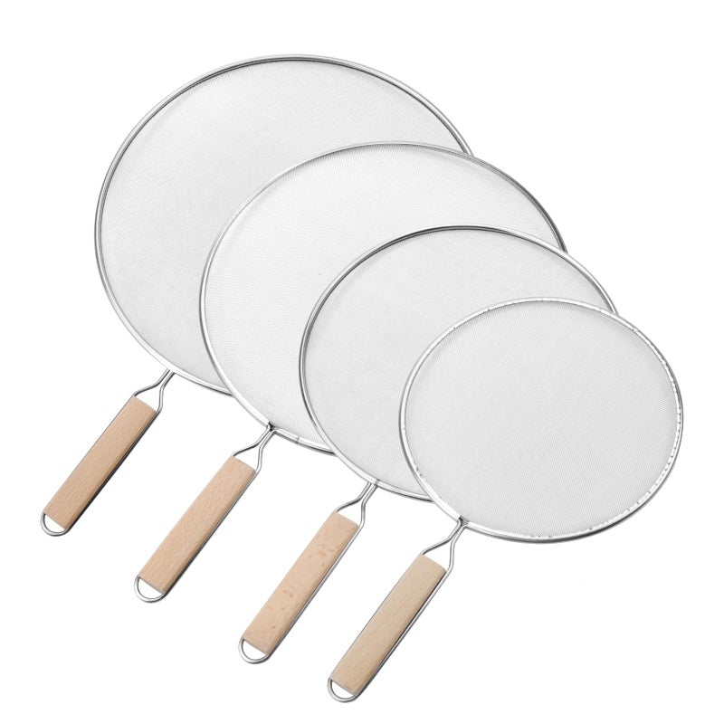 Oedema Set of 4 Splatter Screen Stainless Steel Grease Splatter Guard Fine Mesh Splatter Screen for Frying Pan Skillet Pot Grease Oil Guard 131142984823