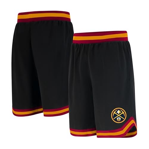 Ultra Game NBA Official Men’s Active Knit Basketball Training Shorts - Unisex, Denver Nuggets, Black, Small - Image 1