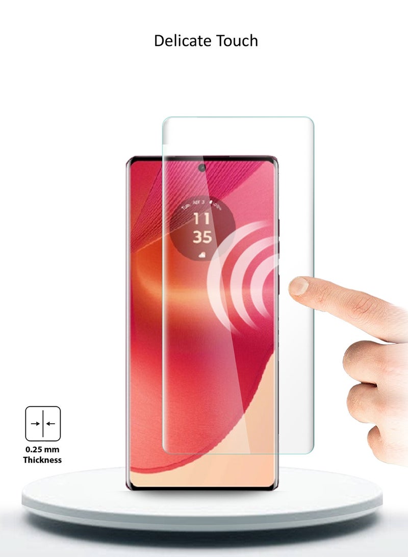 Wtech Motorola Edge 50 Fusion / Motorola S50 Neo / Motorola Moto G85 5G 2024 Premium Curved Edges UV Full Glue Full Cover Tempered Glass Screen Protector (MSGUCN) - Clear  - Image 5
