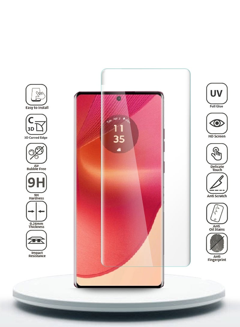 Wtech Motorola Edge 50 Fusion / Motorola S50 Neo / Motorola Moto G85 5G 2024 Premium Curved Edges UV Full Glue Full Cover Tempered Glass Screen Protector (MSGUCN) - Clear  - Image 2