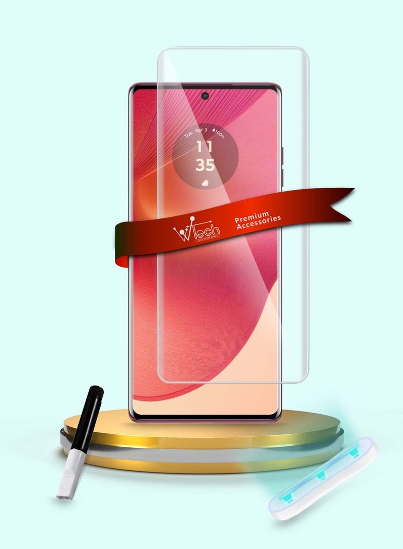 Wtech Motorola Edge 50 Fusion / Motorola S50 Neo / Motorola Moto G85 5G 2024 Premium Curved Edges UV Full Glue Full Cover Tempered Glass Screen Protector (MSGUCN) - Clear  - Image 1
