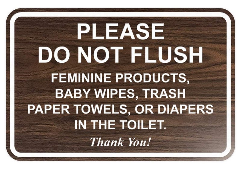All Quality All Quality Please Do Not Flush Thank You Bathroom Etiquette Sign - 5 x 7 (Walnut) 
