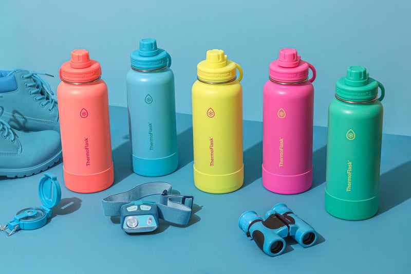 ThermoFlask زجاجة ماء ثيرمو فلاسک سعة 24 أونصة مزدوجة الجدار مع عزل فراغ من الفولاذ المقاوم للصدأ مع غطاء فوهة، أزرق زاهي - Image 5