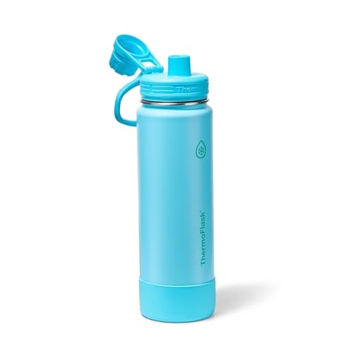 ThermoFlask زجاجة ماء ثيرمو فلاسک سعة 24 أونصة مزدوجة الجدار مع عزل فراغ من الفولاذ المقاوم للصدأ مع غطاء فوهة، أزرق زاهي - Image 2