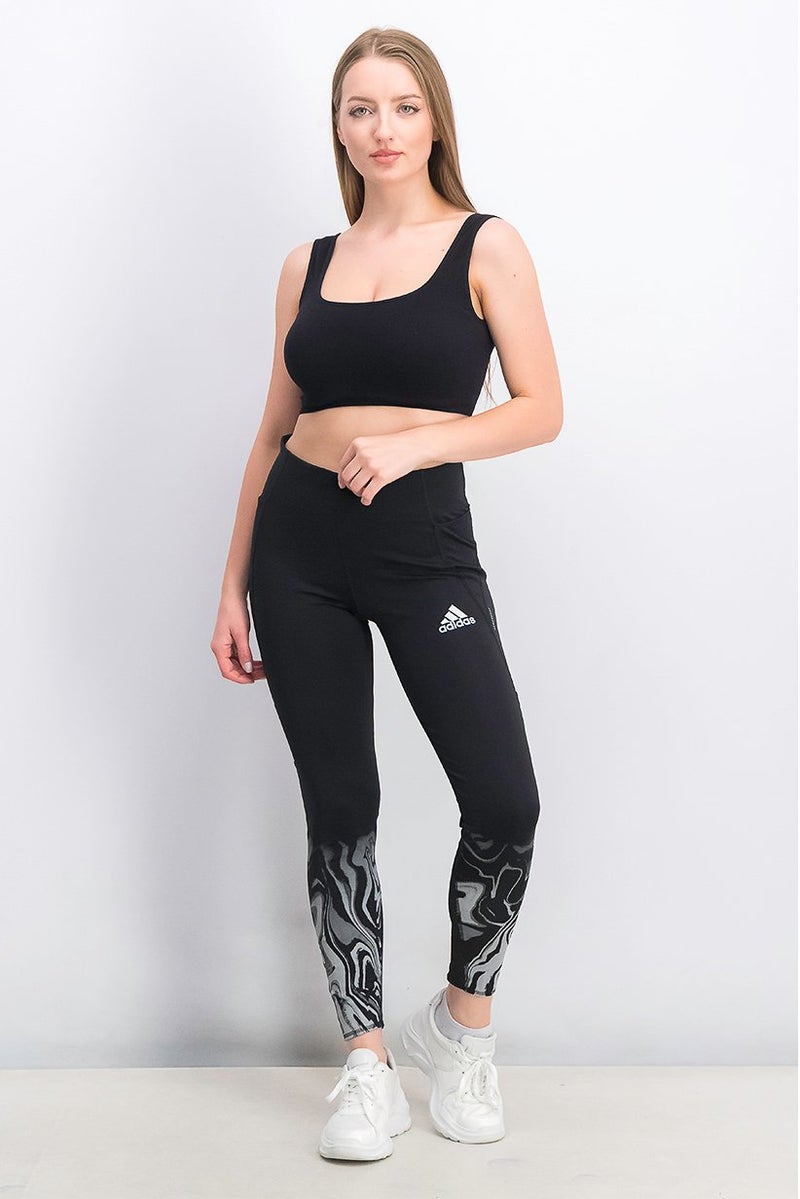 Adidas سراويل تدريب مطبوعة رياضية للنساء، سوداء - Image 2