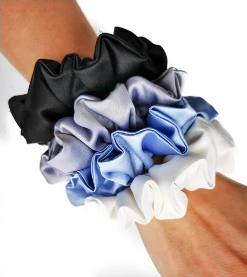 IBDA Four Pastel Scrunchies Hair Ties Handmade Adjustable Size Hair Band - Image 1