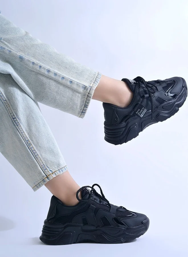شوتوبيا Shoetopia Women Solid Black Sneakers