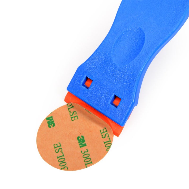 EHDIS 1.5" Plastic Razor Scraper with 10pcs Double Edged Plastic Blades Plastic Scraper Tool for Adhesive Remover,Removing Labels Stickers Decals Taping on Glass Windows (Blue) - Image 3