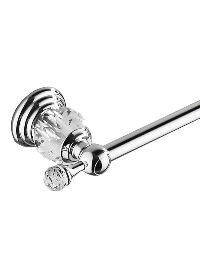 إيروريكس حامل مناشف فردي فضي اللون، إكسسوارات حمام مصنوعة من سبائك الزنك، مثبتة على الحائط مع قاعدة من الكريستال مطلية بالكروم - Image 1