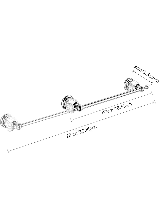 إيروريكس حامل مناشف فردي فضي اللون، إكسسوارات حمام مصنوعة من سبائك الزنك، مثبتة على الحائط مع قاعدة من الكريستال مطلية بالكروم - Image 4