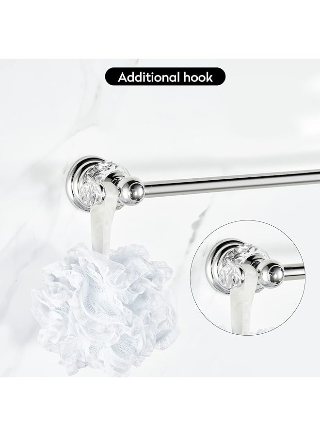 إيروريكس حامل مناشف فردي فضي اللون، إكسسوارات حمام مصنوعة من سبائك الزنك، مثبتة على الحائط مع قاعدة من الكريستال مطلية بالكروم - Image 5