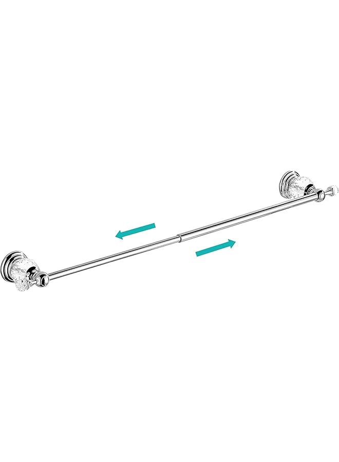 إيروريكس حامل مناشف فردي فضي اللون، إكسسوارات حمام مصنوعة من سبائك الزنك، مثبتة على الحائط مع قاعدة من الكريستال مطلية بالكروم - Image 3