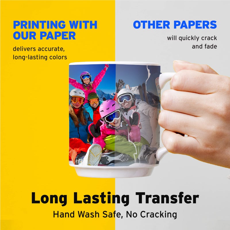 Printers Jack ورق ملصقات مائي من برينترز جاك، ورق شفاف للطباعة بالحبر النفاث، 20 ورقة بحجم A4، ورق نقل مائي متميز للطباعة على الأكواب، الأكواب الزجاجية، الزجاجات، وغيرها من الأعمال اليدوية - Image 5