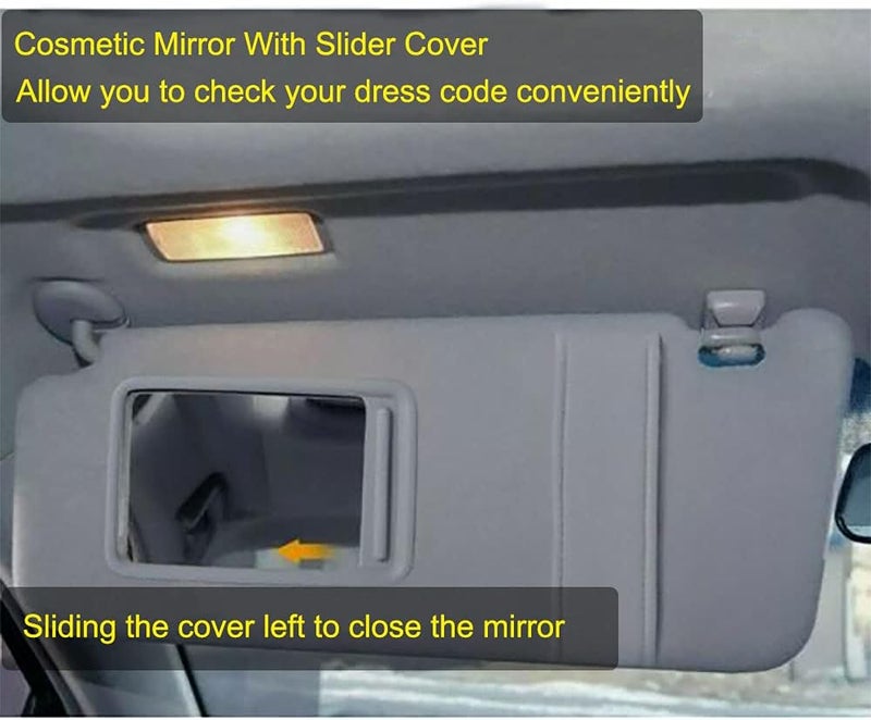 Left & Right Sides Gray Sun Visor Compatible with 2006 2007 2008 2009 2010 2011 Toyota Camry Without Sunroof Replace OE # 04002-30506-B0, 7432006780B0,74320-06290-B2,74310-06750-B0 - Image 4