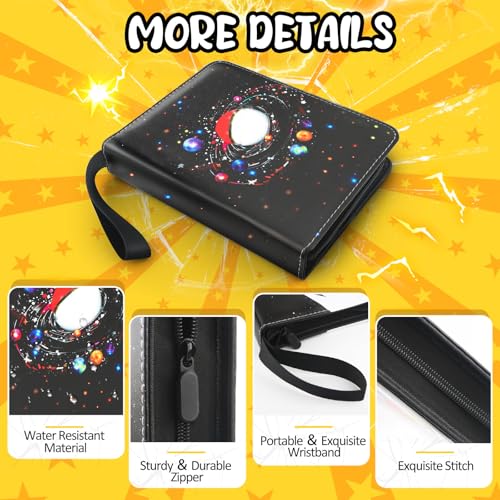 HOHOM 400 Pocket Trading Card Binder with 50 Removable Sleeves, Portable Zippered Card Holder, Collection Album Book Case Storage for MTG, TCG, Sports, Game Cards (Starlit Sky) - Image 3