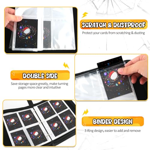 HOHOM 400 Pocket Trading Card Binder with 50 Removable Sleeves, Portable Zippered Card Holder, Collection Album Book Case Storage for MTG, TCG, Sports, Game Cards (Starlit Sky) - Image 4