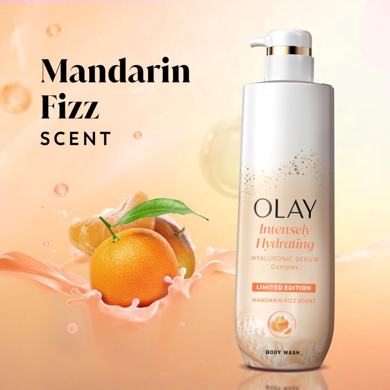 Olay Body Wash for Women, Intensely Hydrating, Pro-Hyaluronic Acid Serum Complex, Renews Moisture, Vitamin B3 Lameller Technology, For All Skin Types, Mandarin Summer Fizz Scent, 20 fl oz - Image 3