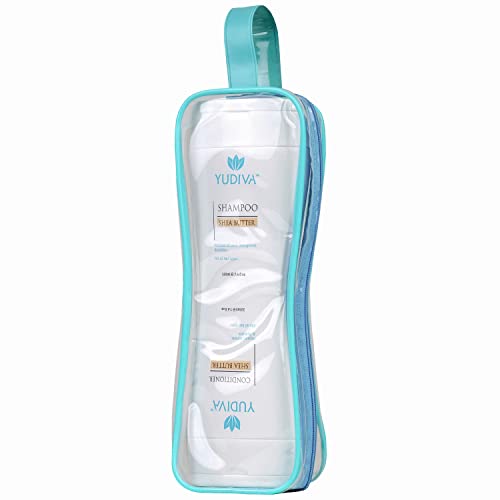 YUDIVA 2 Products in 1 Bottle, Shea Butter Shampoo & Conditioner Set, with travel bag, fits all hair types, 15.2 Fl oz - Image 1