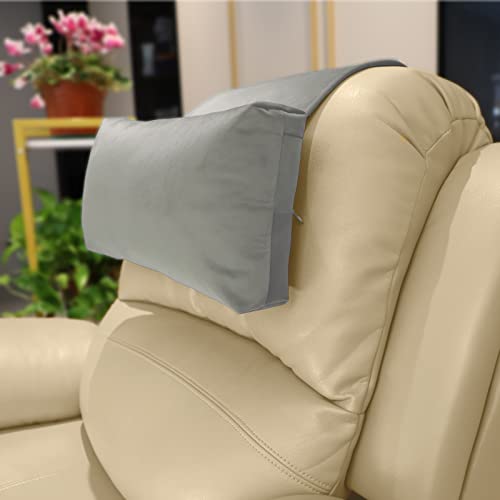AmazeCov NonSlip Head Pillow for Recliners  Neck Support Cushion with Velvet Cover for Pain Relief at Home Office and Travel Light Gray