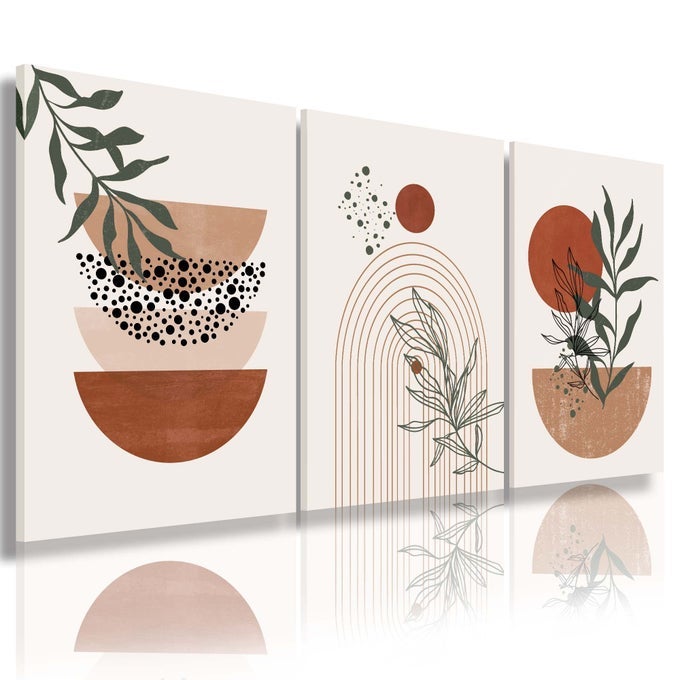 BOHO WALL ART PRINTS BOHO WALL DECOR ABSTRACT GEOMETRIC PRINTS BLACK BEIGE TERRACOTTA MINIMALIST ART NATURAL FRAMED CANVAS PRINTS ARTWORK FOR LIVING ROOM BATHROOM BEDROOM WALL DECOR