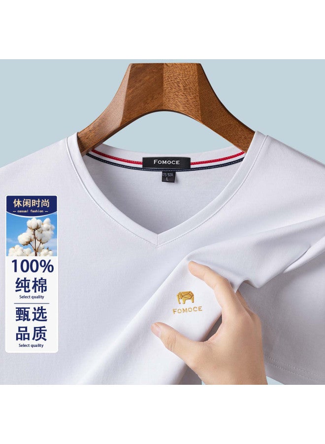 Fomoce fashion Casual T-shirt Summer Minimalist Versatile Short Sleeve Men's - Image 2