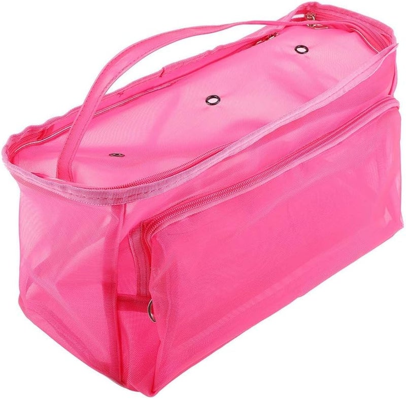 AUDBUA Knitting Bag Yarn Storage/Portable Tote Crochet 3 Holes Storage Bags to Protect Yarn Prevent Tangling(Rose Red) - Image 1