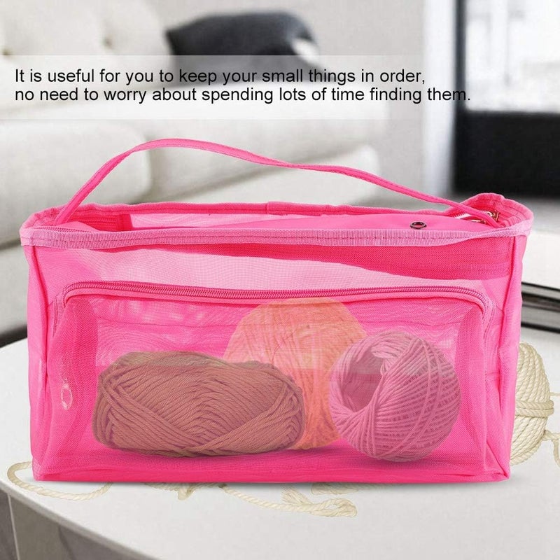 AUDBUA Knitting Bag Yarn Storage/Portable Tote Crochet 3 Holes Storage Bags to Protect Yarn Prevent Tangling(Rose Red) - Image 2