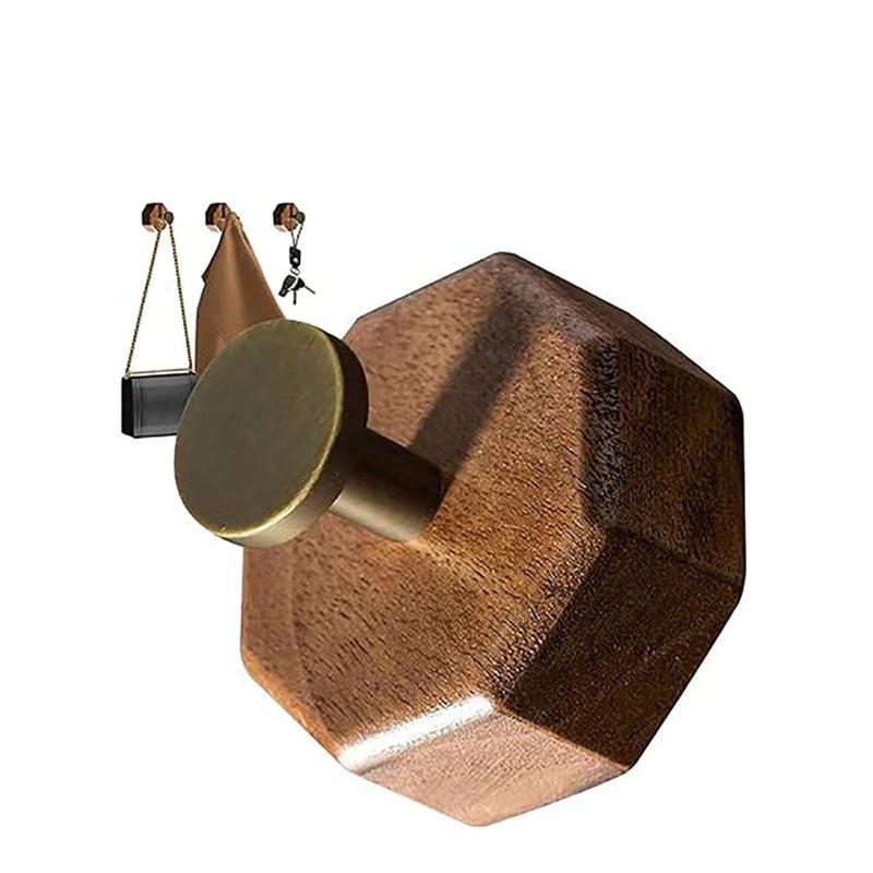 Zikra Decorative Wooden Wall Adhesive Hooks Heavy Duty and Small Black Walnut Wood Farmhouse Coat Hook Wall Mounted with Glue & Nails for Hanging Clothes PurseKey Hat - Image 1