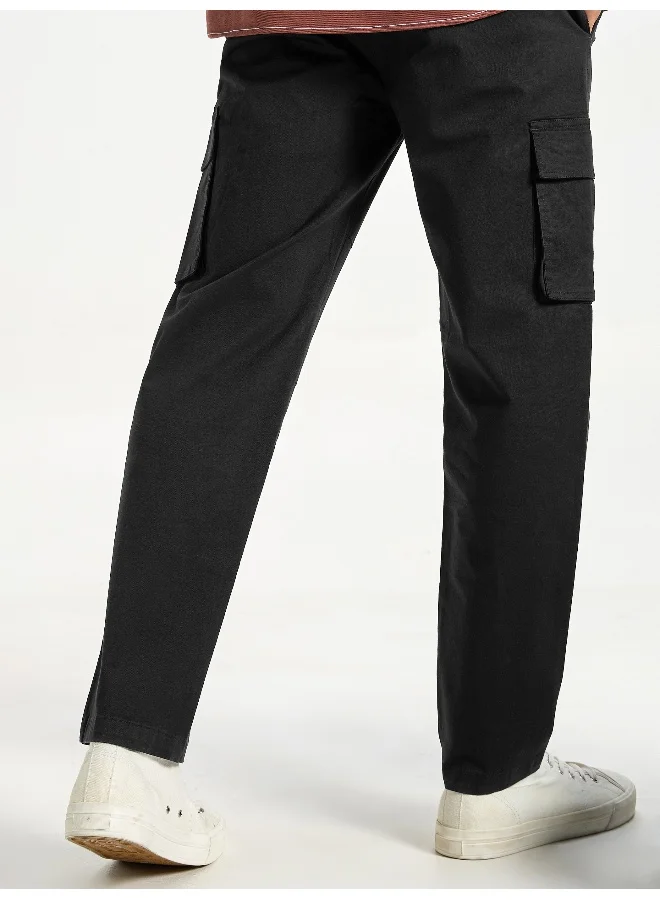 Beyoung Black Solid Cargo Pants for Men