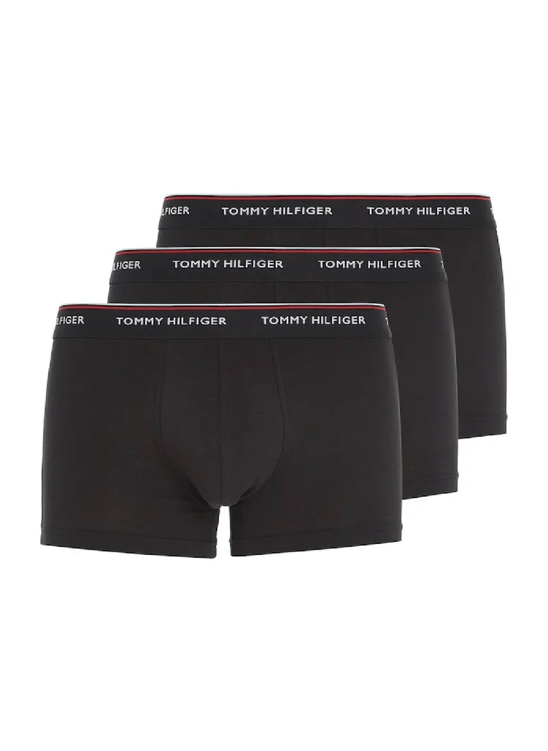 TOMMY HILFIGER Men's 3-Pack Stretch Cotton Low Rise Trunks Underwear Bottoms, Black