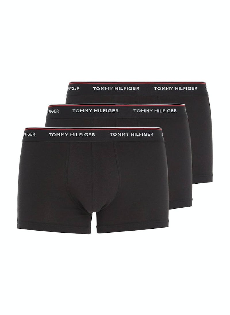 TOMMY HILFIGER Men's 3-Pack Stretch Cotton Low Rise Trunks Underwear Bottoms, Black  - Image 1