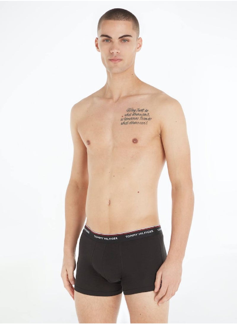 TOMMY HILFIGER Men's 3-Pack Stretch Cotton Low Rise Trunks Underwear Bottoms, Black  - Image 2