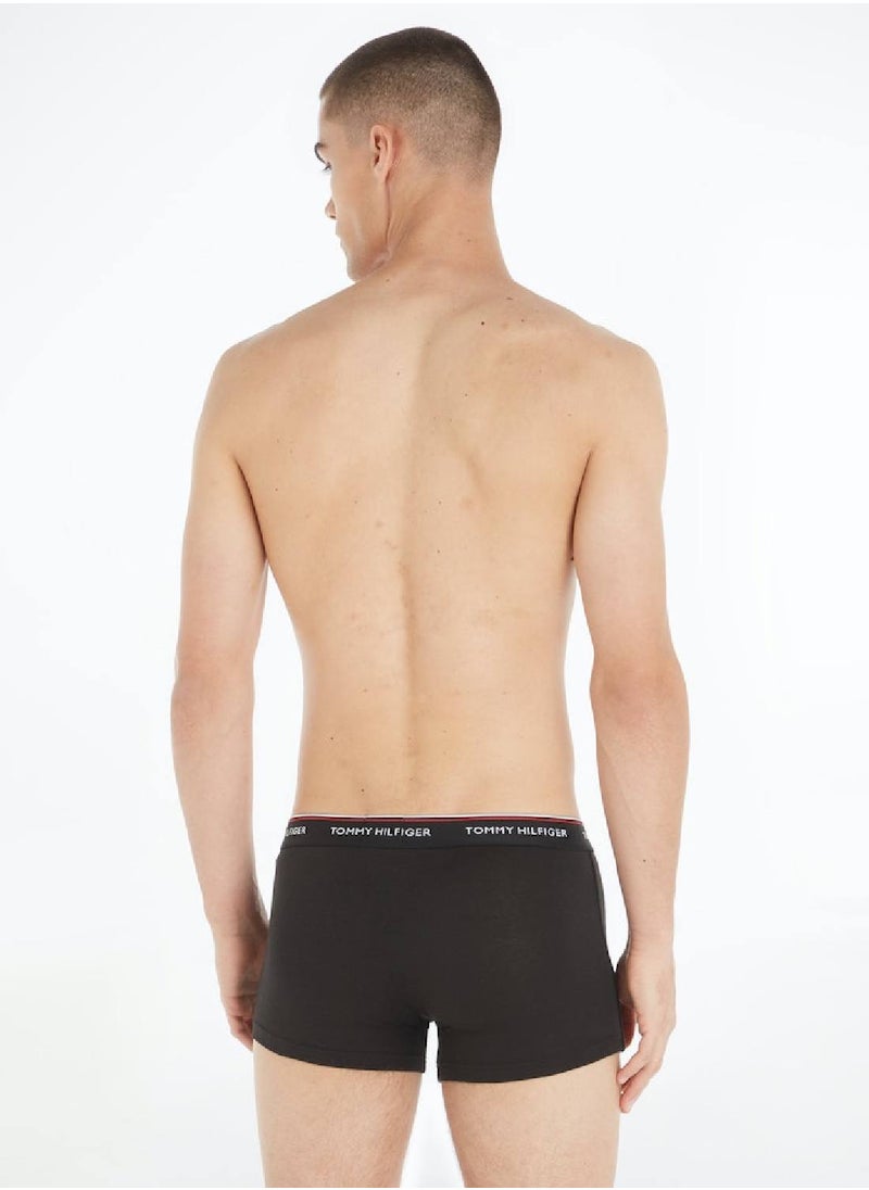 TOMMY HILFIGER Men's 3-Pack Stretch Cotton Low Rise Trunks Underwear Bottoms, Black  - Image 3