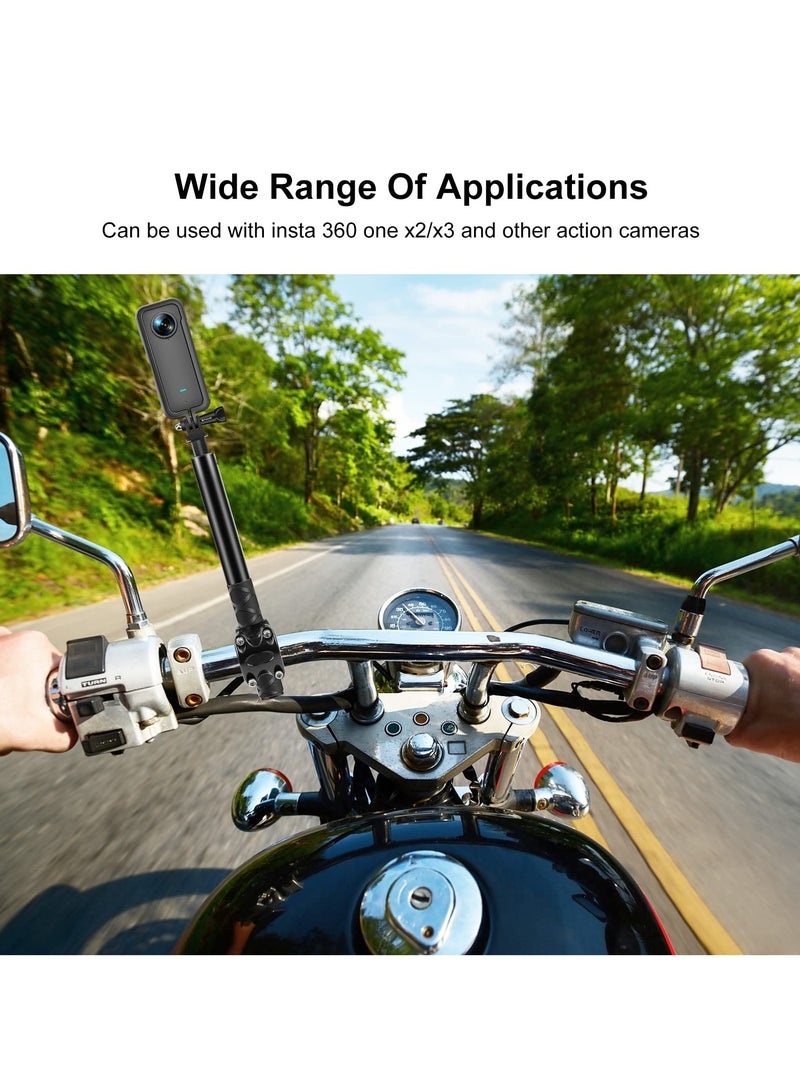Third Person Perspective Motorcycle Bike Handlebar Mount Selfie Stick Pole for Gopro Insta360 X4 X3 Action Camera Clamp Monopod Stand 11-44.7 Inch  - Image 5