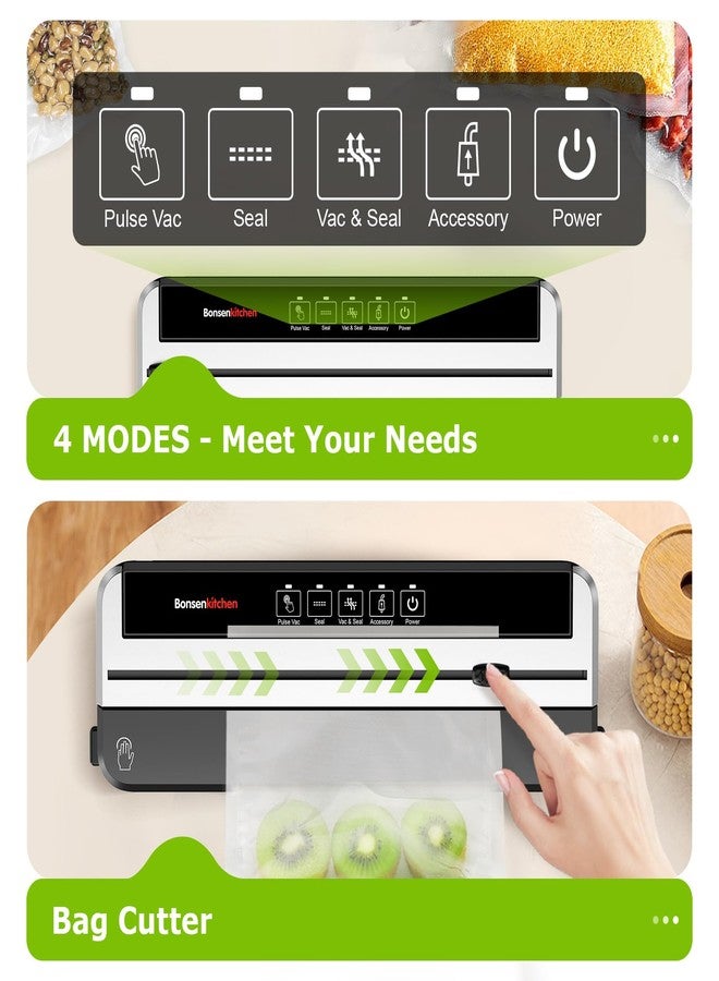Bonsenkitchen Vacuum Sealer for Food, Multi-functional & Compact Vacuum Sealer - Image 2