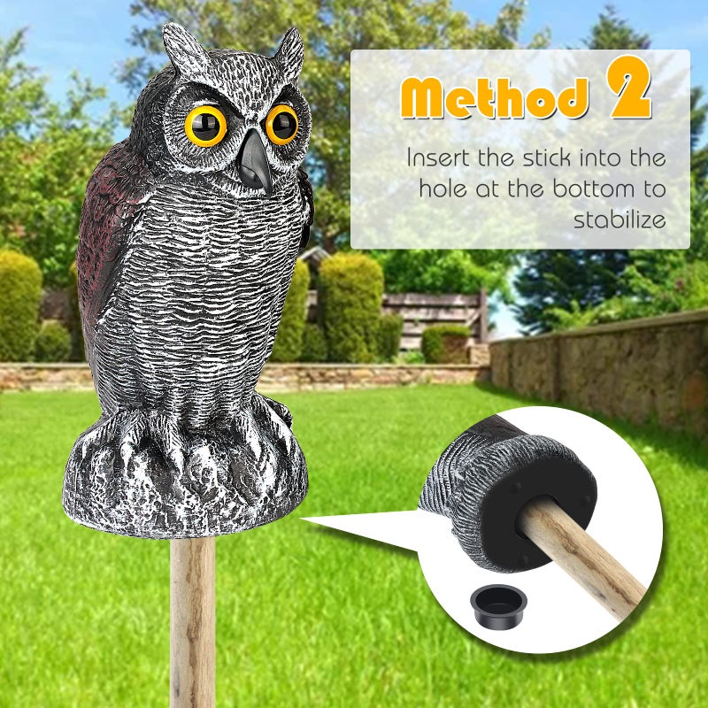 Ruolan 3-Pack Owl Decoys for Bird Deterrent - Weatherproof Bird Repellent Devices for Outdoor Use - Plastic Owls to Scare Birds Away and Control Garden Pests - Image 3