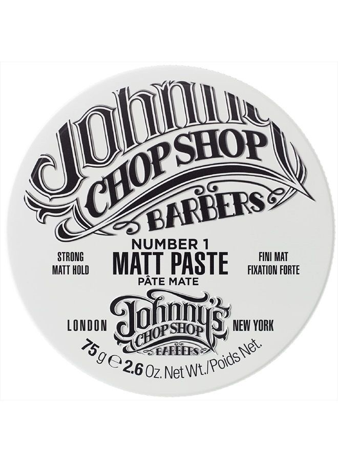 JOHNNY'S CHOP SHOP #1 Men's Hair Styling Matte Paste Pro-Quality Strong Hold, Lasting Texture, Natural Look Soybean Oil Protection & Hydration 2.6 oz - Image 1