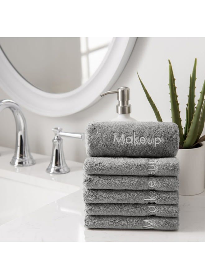 Arkwright, LLC Arkwright Makeup Towels - Pack of 6 - Ultra Soft & Gentle Microfiber Coral Fleece Washcloth Face Make Up Remover, Reusuable Eraser Cloth Essentials for Hosts & Artists, 13 x 13 in, Grey - Image 5