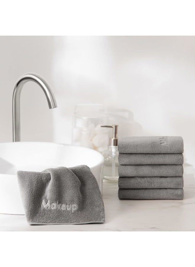 Arkwright, LLC Arkwright Makeup Towels - Pack of 6 - Ultra Soft & Gentle Microfiber Coral Fleece Washcloth Face Make Up Remover, Reusuable Eraser Cloth Essentials for Hosts & Artists, 13 x 13 in, Grey - Image 4