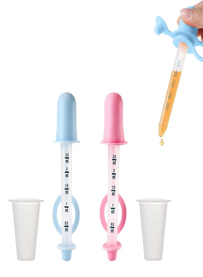 BowieMall Accurate Medicine Dropper & Dispenser, 2pcs Baby Filler Dropper Silicone Liquid Dropper Pipette, Pink + Blue - Image 1