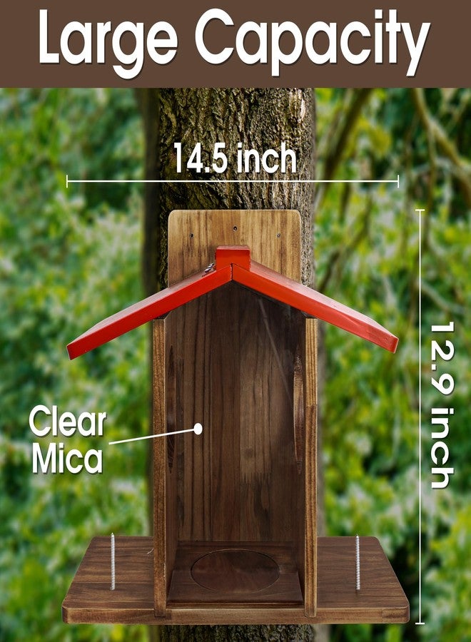 DITAVN Large Squirrel Feeder, Wooden Chipmunk House for Outside, Peanut and Corn Feeder for Squirrels, Squirrel Feeder Box is Hanging on a Tree, Easy to Clean & Refill, and Rainproof. - Image 2