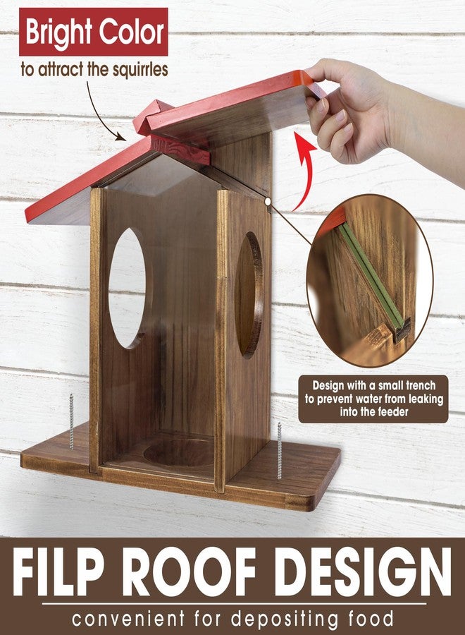 DITAVN Large Squirrel Feeder, Wooden Chipmunk House for Outside, Peanut and Corn Feeder for Squirrels, Squirrel Feeder Box is Hanging on a Tree, Easy to Clean & Refill, and Rainproof. - Image 5